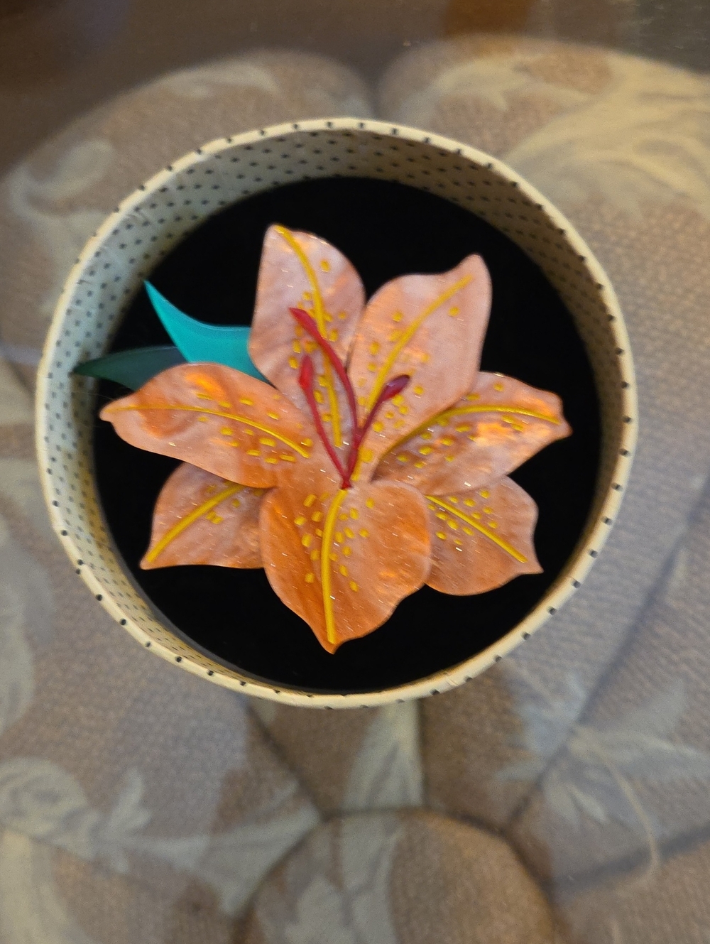 Erstwilder Orange Floral Brooch - Statement Lily Pin